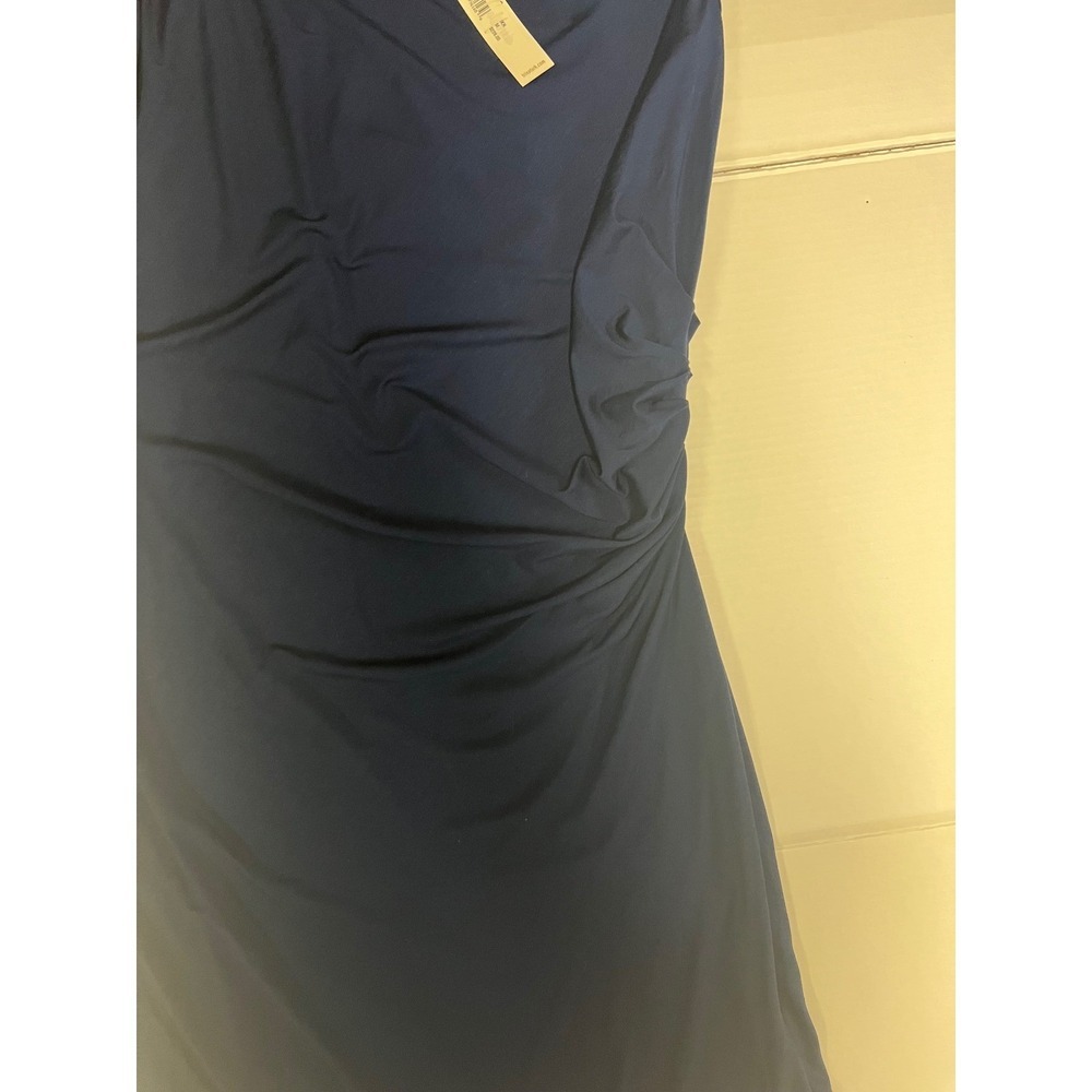 Trina Turk Navy Blue Jet Dress Ruched Drape Sleeveless Cocktail 2206301MH1 NWT M - Picture 7 of 13